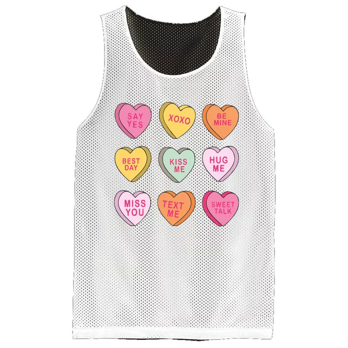 Valentines Day Conversation Hearts Mesh Reversible Basketball Jersey Tank