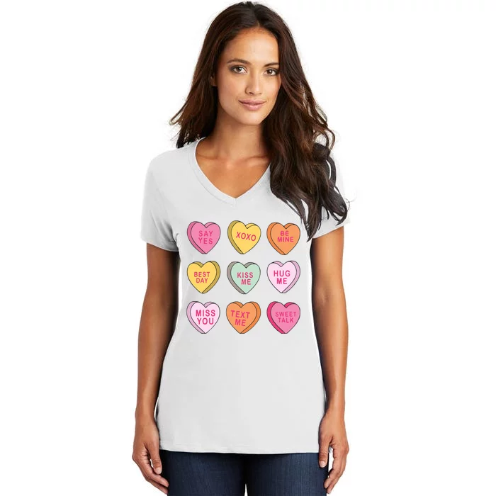 Valentines Day Conversation Hearts Women's V-Neck T-Shirt