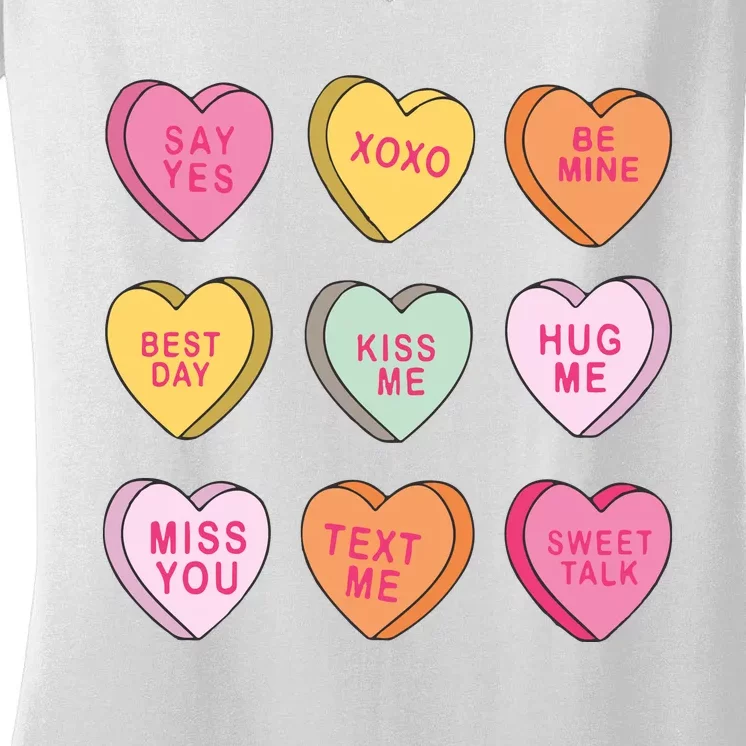 Valentines Day Conversation Hearts Women's V-Neck T-Shirt