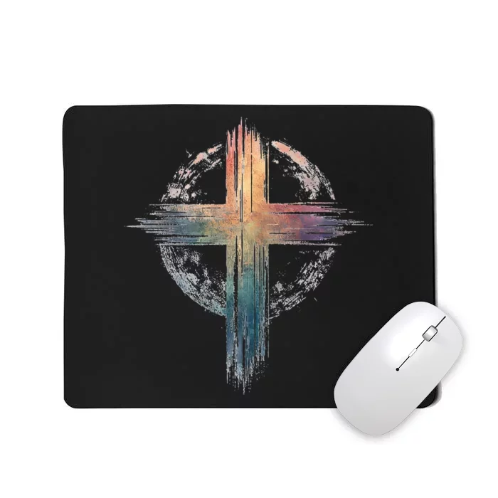 Vintage Distressed Christian Cross of Jesus Christ Our Hope Mousepad