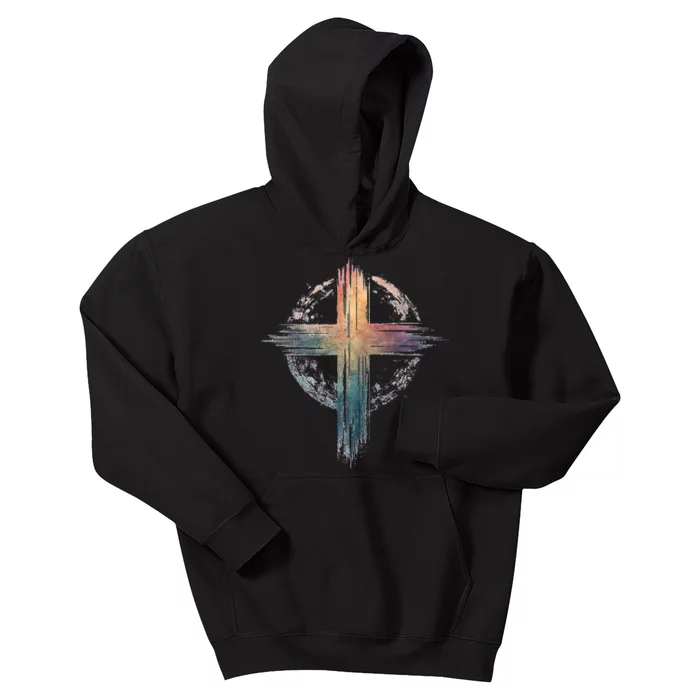 Vintage Distressed Christian Cross of Jesus Christ Our Hope Kids Hoodie