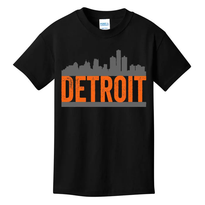 Vintage Detroit City Skyline Kids T-Shirt