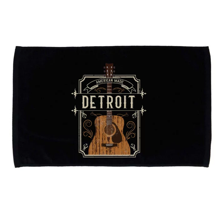 Vintage Detroit Country Music Guitar Player Souvenirs Microfiber Hand Towel