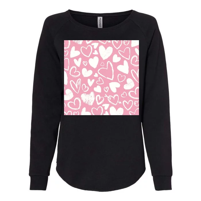 Valentines Day Cute Chalk Hearts Womens California Wash Sweatshirt