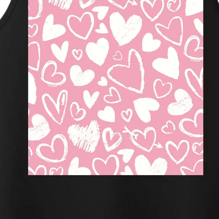 Valentines Day Cute Chalk Hearts Performance Tank