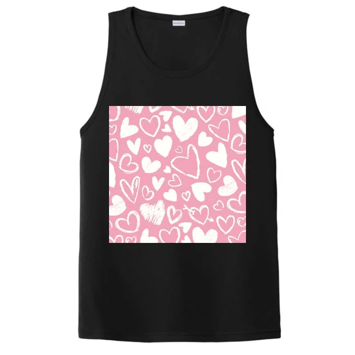 Valentines Day Cute Chalk Hearts Performance Tank