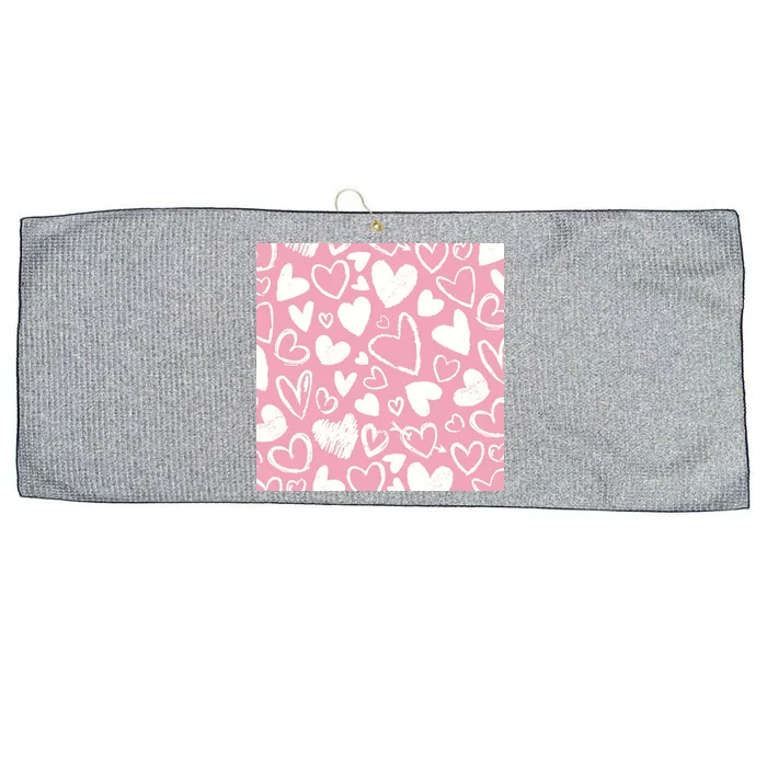 Valentines Day Cute Chalk Hearts Large Microfiber Waffle Golf Towel