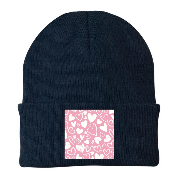 Valentines Day Cute Chalk Hearts Knit Cap Winter Beanie