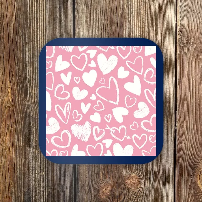 Valentines Day Cute Chalk Hearts Coaster