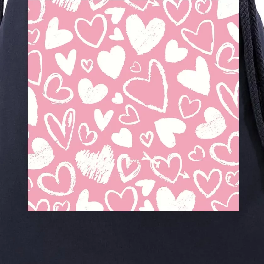 Valentines Day Cute Chalk Hearts Drawstring Bag