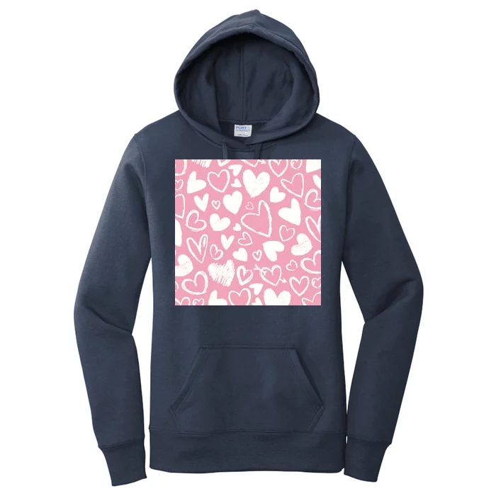 Valentines Day Cute Chalk Hearts Women's Pullover Hoodie