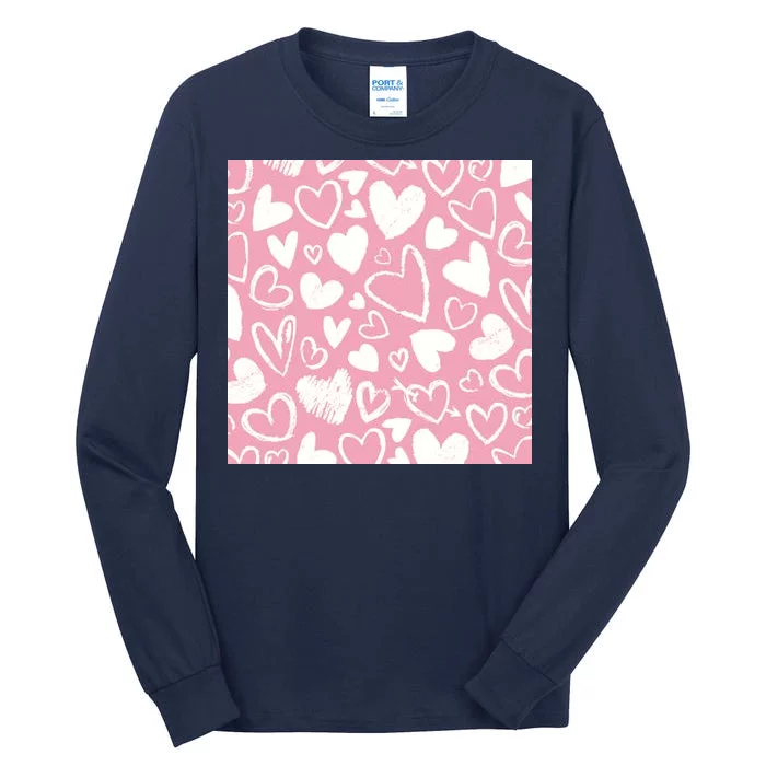 Valentines Day Cute Chalk Hearts Tall Long Sleeve T-Shirt