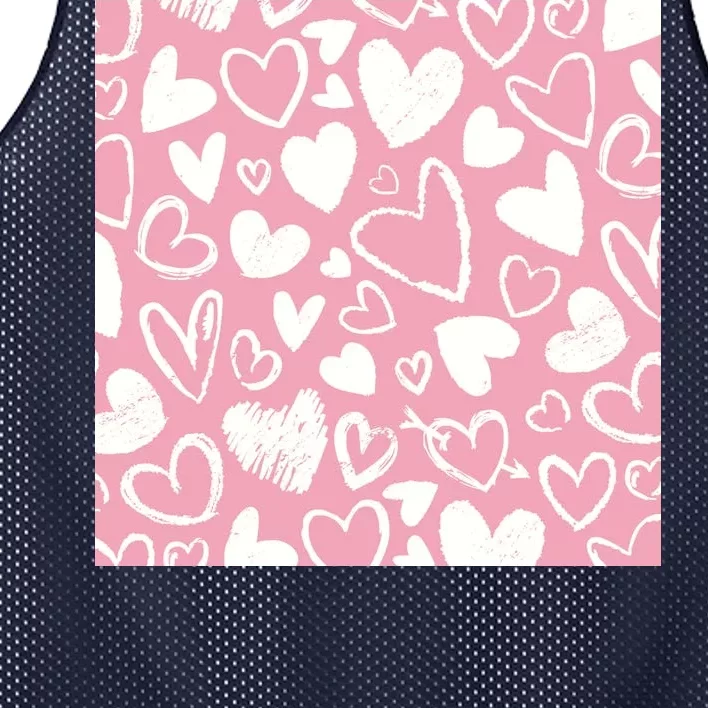 Valentines Day Cute Chalk Hearts Mesh Reversible Basketball Jersey Tank