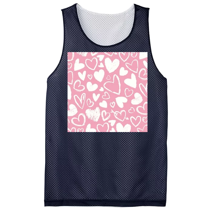 Valentines Day Cute Chalk Hearts Mesh Reversible Basketball Jersey Tank