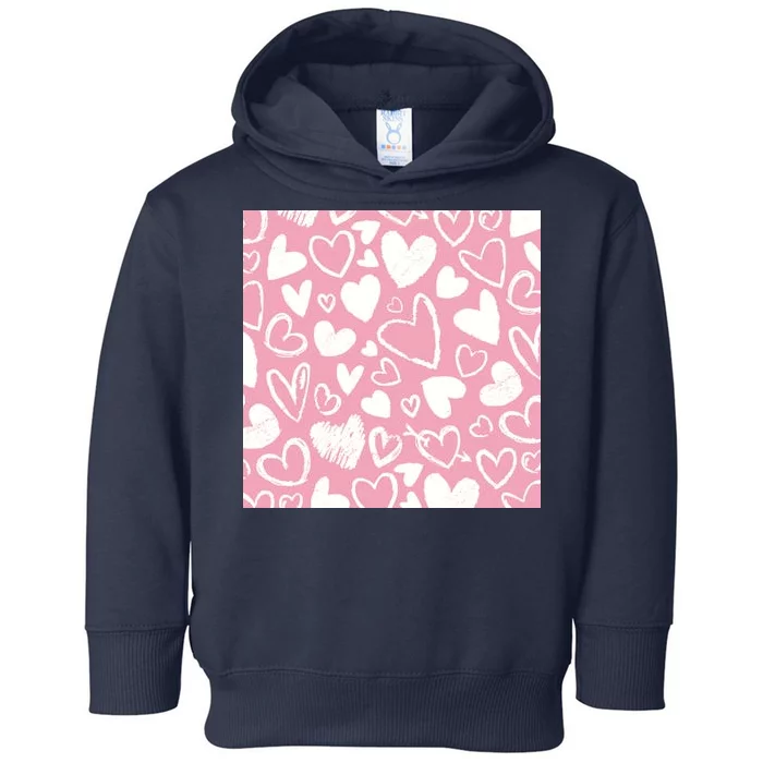 Valentines Day Cute Chalk Hearts Toddler Hoodie