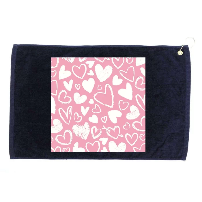 Valentines Day Cute Chalk Hearts Grommeted Golf Towel