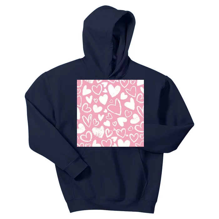 Valentines Day Cute Chalk Hearts Kids Hoodie