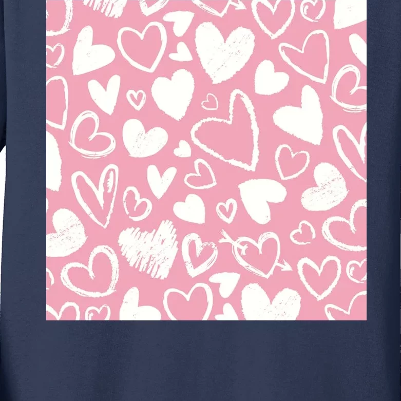 Valentines Day Cute Chalk Hearts Kids Long Sleeve Shirt