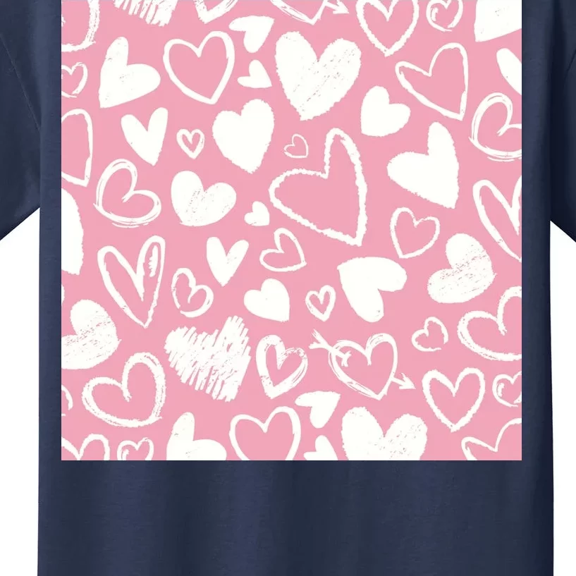 Valentines Day Cute Chalk Hearts Kids T-Shirt