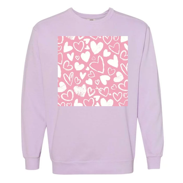 Valentines Day Cute Chalk Hearts Garment-Dyed Sweatshirt