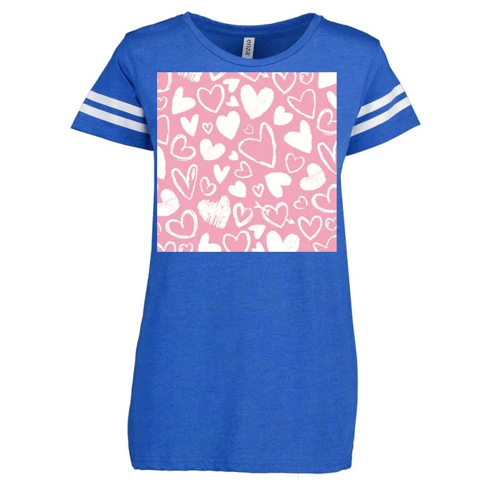 Valentines Day Cute Chalk Hearts Enza Ladies Jersey Football T-Shirt