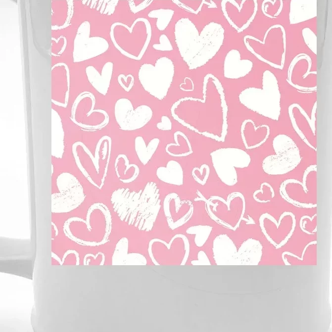 Valentines Day Cute Chalk Hearts Front & Back Beer Stein