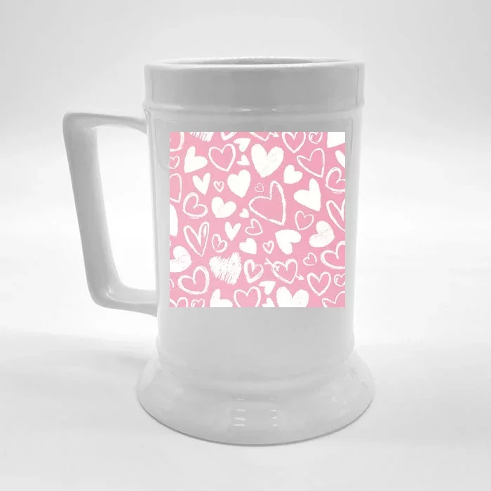 Valentines Day Cute Chalk Hearts Front & Back Beer Stein