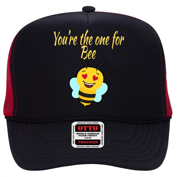 Valentines Day Cute Funny The One For Bee Pun Love Gift Cute Gift High Crown Mesh Trucker Hat