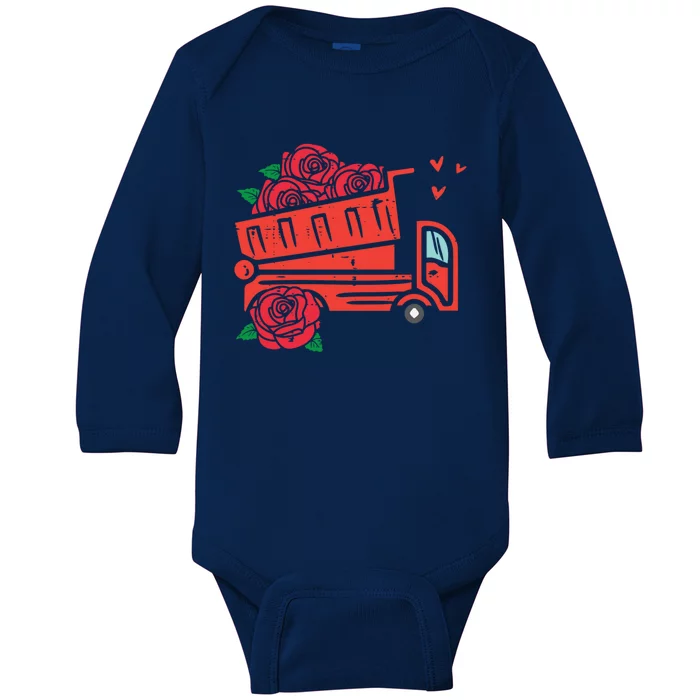 Valentines Day Construction Dump Truck Gift Baby Long Sleeve Bodysuit