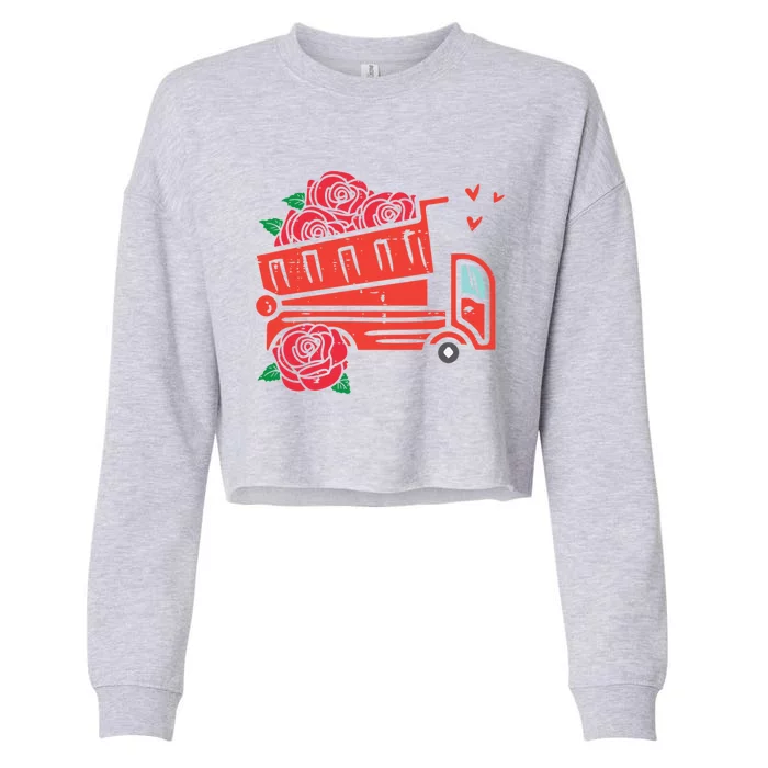 Valentines Day Construction Dump Truck Gift Cropped Pullover Crew