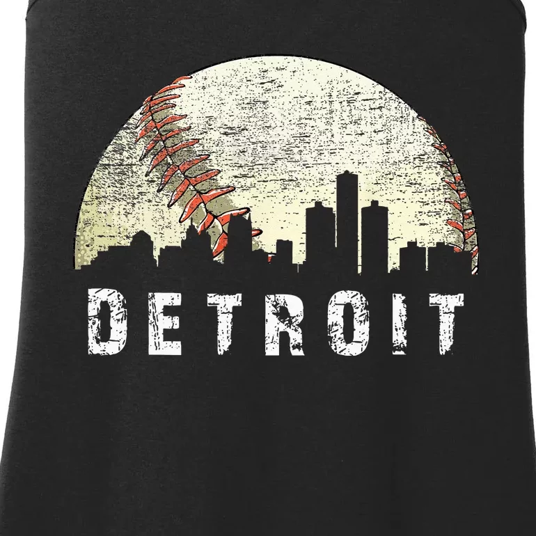 Vintage Detroit Cityscape Baseball Lover Men Women Kids Ladies Essential Tank