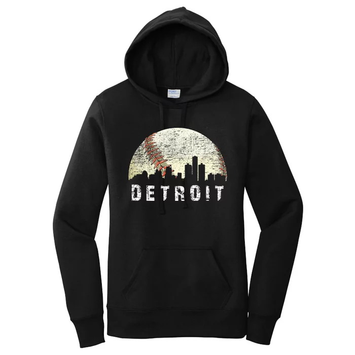 Vintage Detroit Cityscape Baseball Lover Men Women Kids Women's Pullover Hoodie