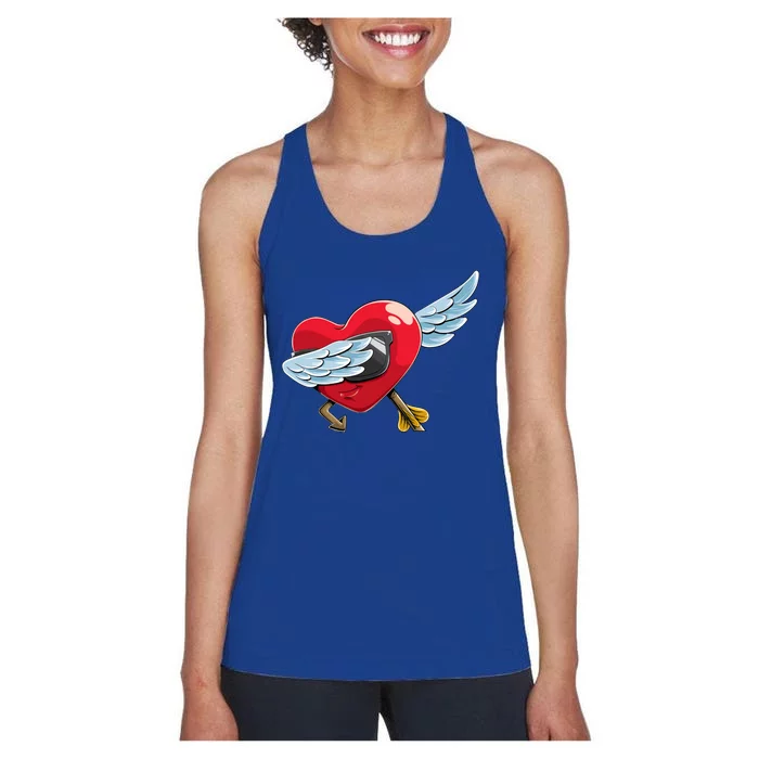 Valentines Day Cool Dabbing Red Heart Gift Women's Racerback Tank