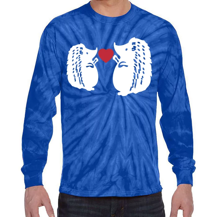 Valentines Day Costume Hedgehog Heart Love My Valentines Cool Gift Tie-Dye Long Sleeve Shirt