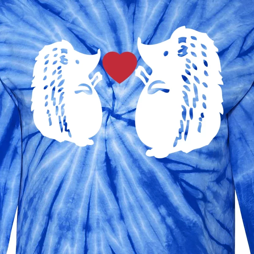 Valentines Day Costume Hedgehog Heart Love My Valentines Cool Gift Tie-Dye Long Sleeve Shirt