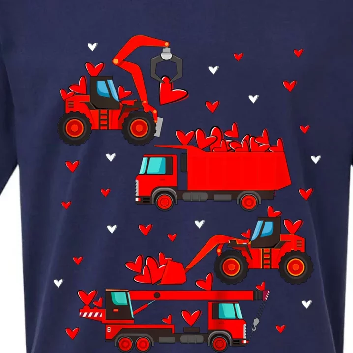 Valentines Day Crane Truck Construction Heart Gift Sueded Cloud Jersey T-Shirt