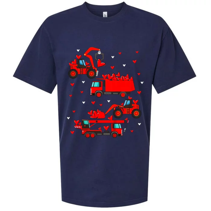 Valentines Day Crane Truck Construction Heart Gift Sueded Cloud Jersey T-Shirt