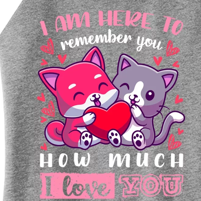 Valentine's Day Couple Pajama Cats With Heart And Saying Meaningful Gift Women’s Perfect Tri Rocker Tank