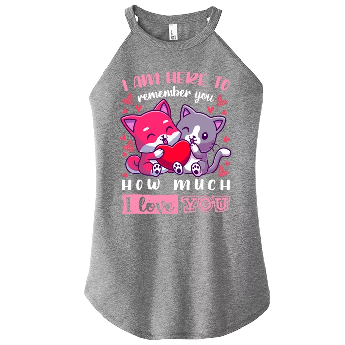 Valentine's Day Couple Pajama Cats With Heart And Saying Meaningful Gift Women’s Perfect Tri Rocker Tank