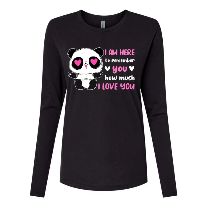 Valentine's Day Couples Saying Love Panda Pajama Gift Womens Cotton Relaxed Long Sleeve T-Shirt