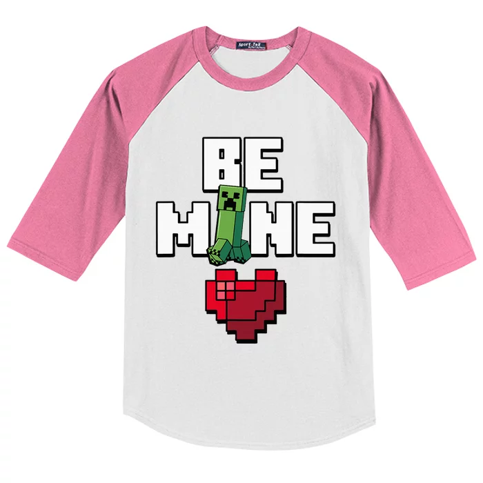 Valentines Day Creeper Be Mine Heart Kids Colorblock Raglan Jersey