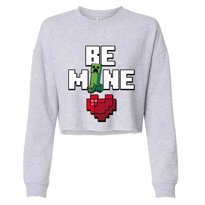 Valentines Day Creeper Be Mine Heart Cropped Pullover Crew