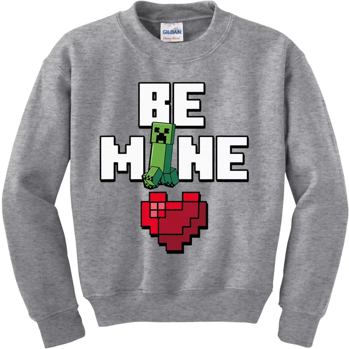 Valentines Day Creeper Be Mine Heart Kids Sweatshirt