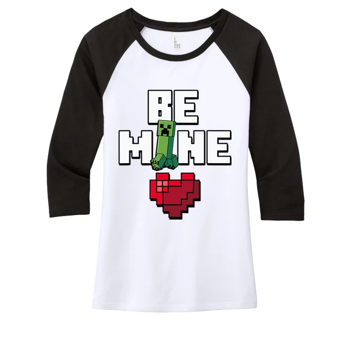 Valentines Day Creeper Be Mine Heart Women's Tri-Blend 3/4-Sleeve Raglan Shirt