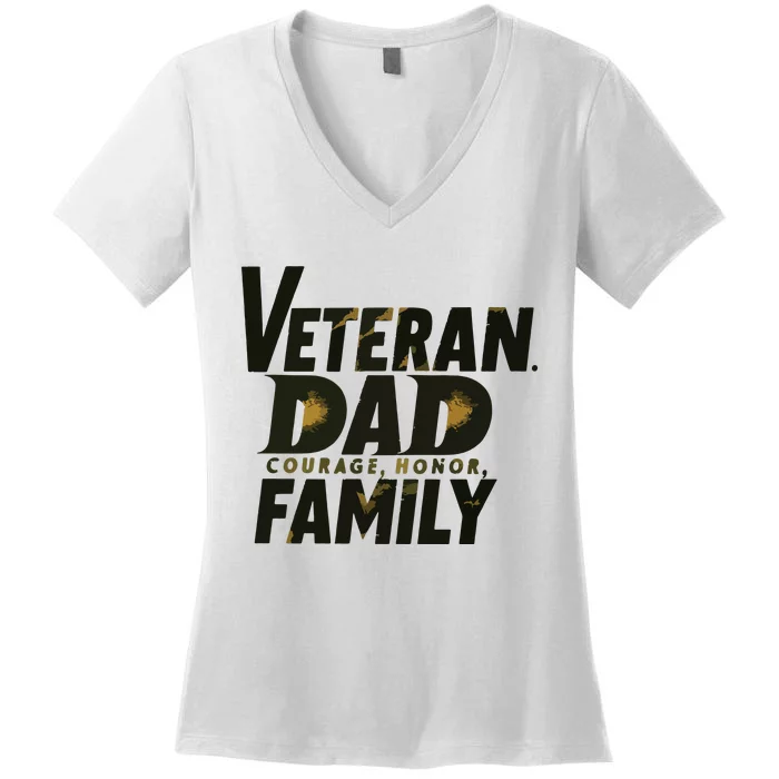 Veteran Dad Courage Honor Family Premium Women's V-Neck T-Shirt