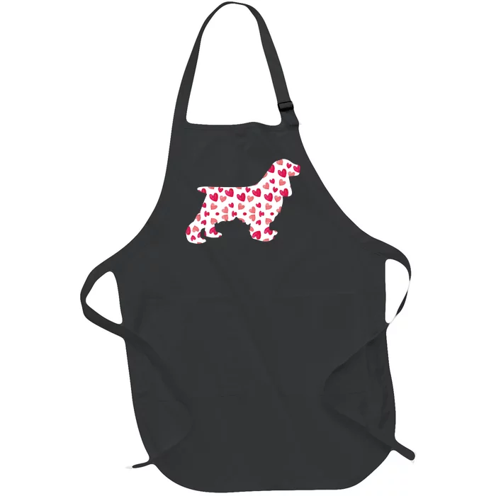 Valentines Day Cocker Spaniel Hearts Puppy Dog Lover Full-Length Apron With Pocket