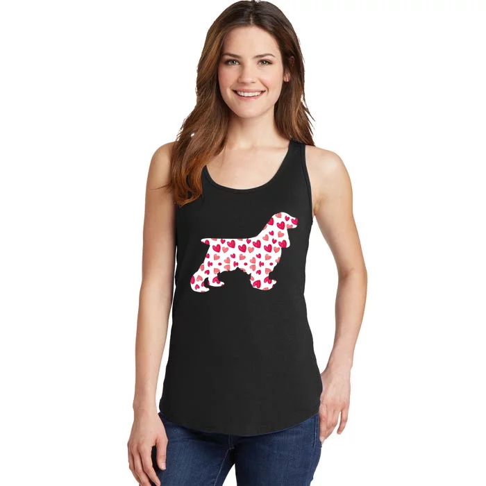 Valentines Day Cocker Spaniel Hearts Puppy Dog Lover Ladies Essential Tank