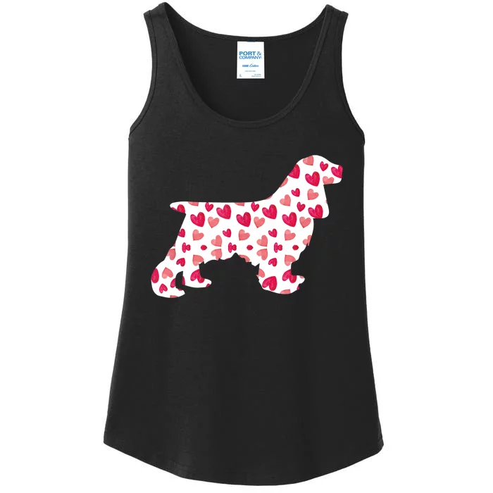 Valentines Day Cocker Spaniel Hearts Puppy Dog Lover Ladies Essential Tank