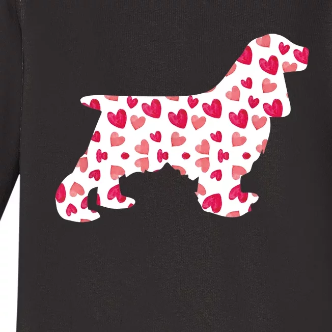 Valentines Day Cocker Spaniel Hearts Puppy Dog Lover Baby Long Sleeve Bodysuit