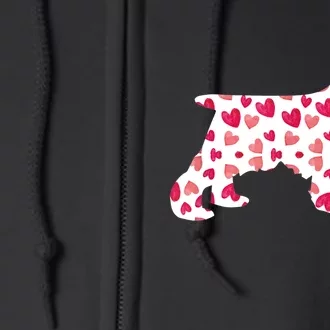 Valentines Day Cocker Spaniel Hearts Puppy Dog Lover Full Zip Hoodie